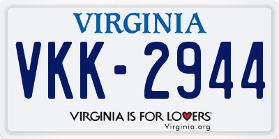 VA license plate VKK2944