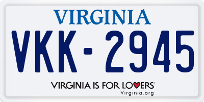 VA license plate VKK2945