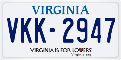 VA license plate VKK2947