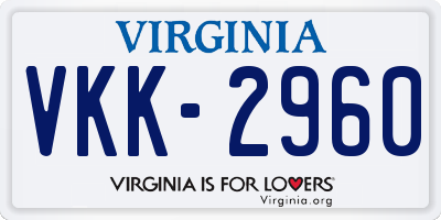 VA license plate VKK2960