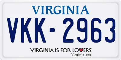 VA license plate VKK2963
