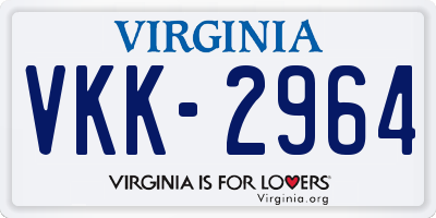 VA license plate VKK2964