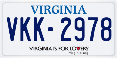 VA license plate VKK2978