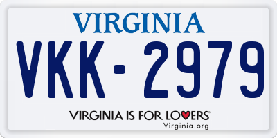 VA license plate VKK2979