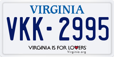 VA license plate VKK2995
