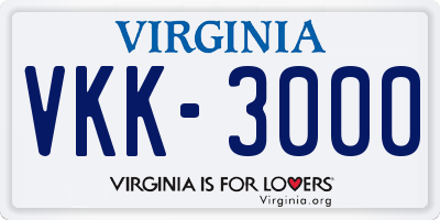 VA license plate VKK3000