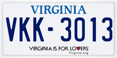 VA license plate VKK3013