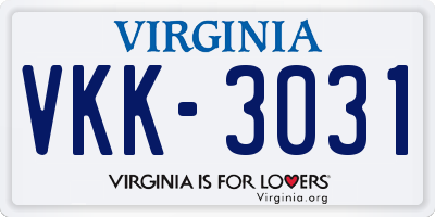 VA license plate VKK3031