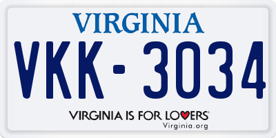 VA license plate VKK3034
