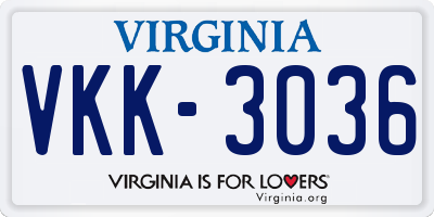VA license plate VKK3036