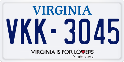 VA license plate VKK3045
