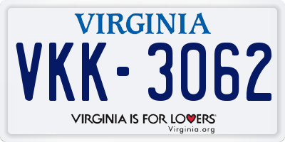 VA license plate VKK3062