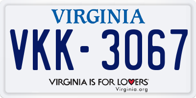 VA license plate VKK3067