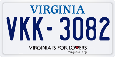 VA license plate VKK3082