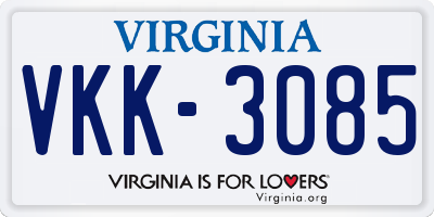 VA license plate VKK3085