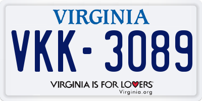 VA license plate VKK3089
