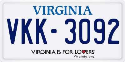 VA license plate VKK3092