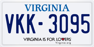 VA license plate VKK3095