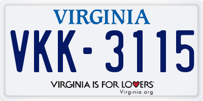 VA license plate VKK3115