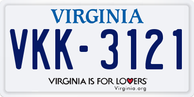 VA license plate VKK3121