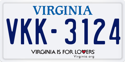 VA license plate VKK3124