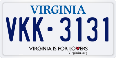 VA license plate VKK3131