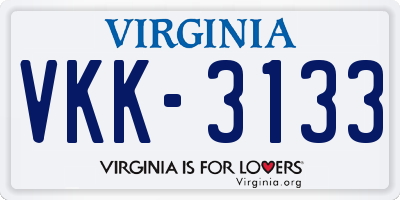 VA license plate VKK3133
