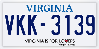 VA license plate VKK3139