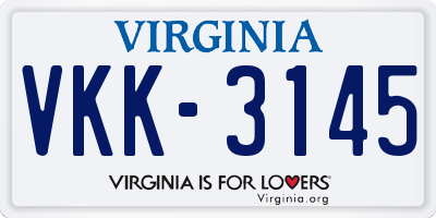 VA license plate VKK3145