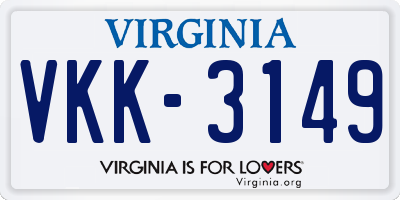 VA license plate VKK3149