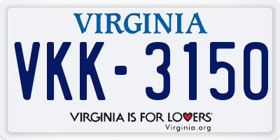 VA license plate VKK3150