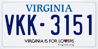 VA license plate VKK3151