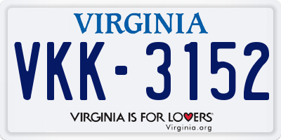 VA license plate VKK3152