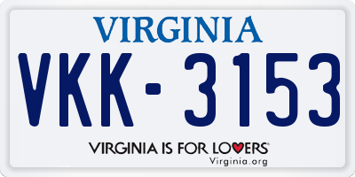 VA license plate VKK3153
