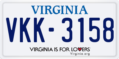 VA license plate VKK3158