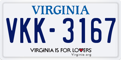 VA license plate VKK3167