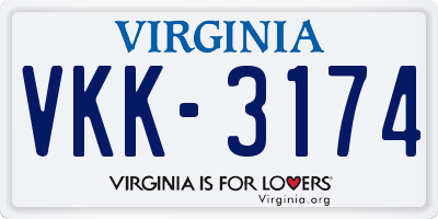 VA license plate VKK3174