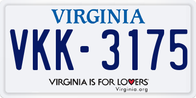 VA license plate VKK3175