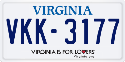 VA license plate VKK3177