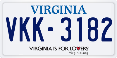 VA license plate VKK3182