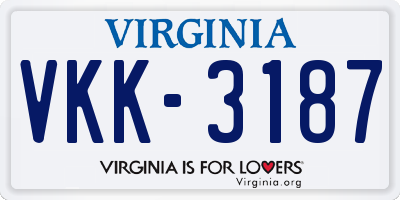 VA license plate VKK3187