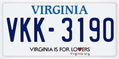 VA license plate VKK3190