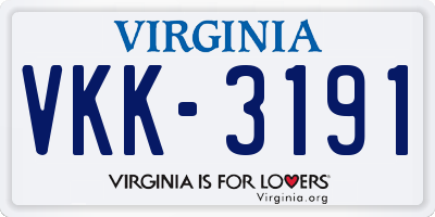 VA license plate VKK3191