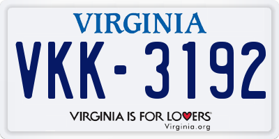 VA license plate VKK3192