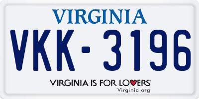 VA license plate VKK3196