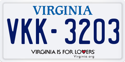 VA license plate VKK3203