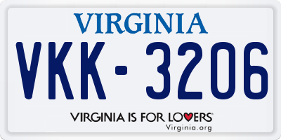 VA license plate VKK3206