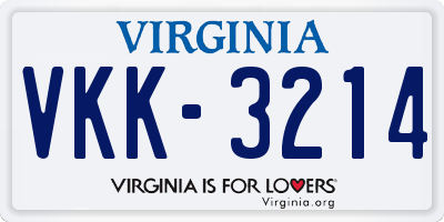 VA license plate VKK3214