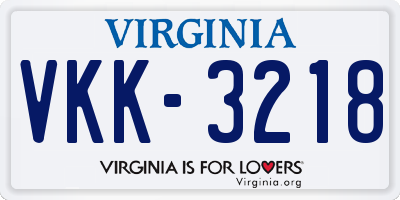 VA license plate VKK3218