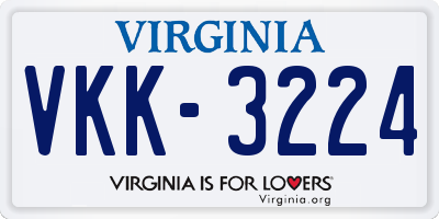 VA license plate VKK3224